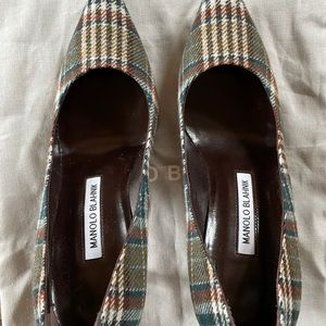 NEW Manolo Blahnik BB Plaid Pump 90mm